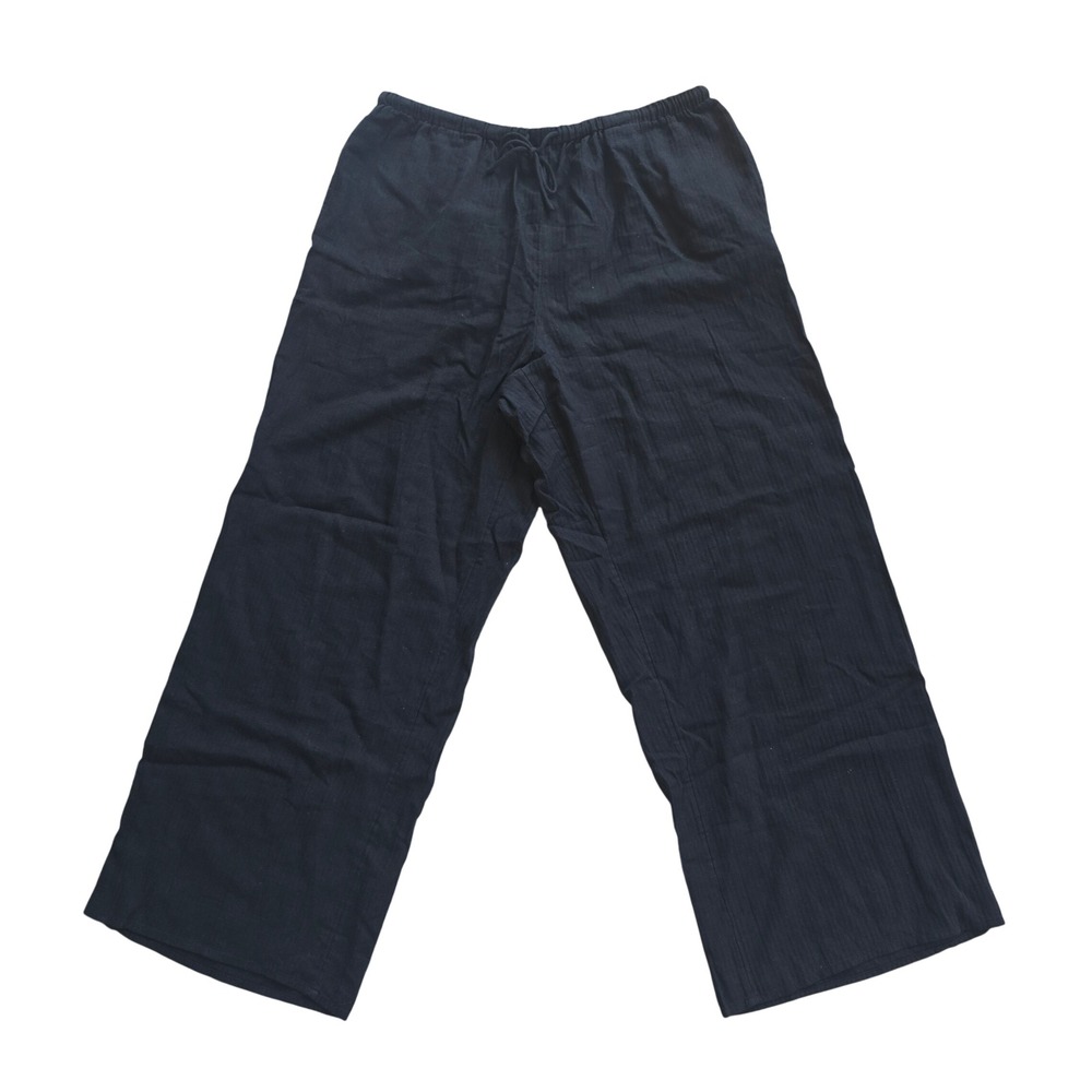 J. Crew NWT Textured Wide Leg Drawstring Beach Pants Black Cotton Medium - Picture 2 of 11